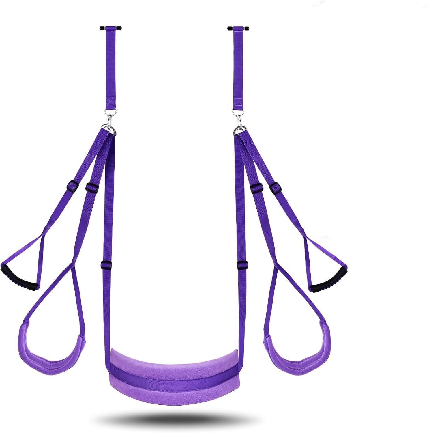 BDSM Swing de Porte avec Siège – Sex Swing SM avec Menottes, Fesselles Obliques et Corps, Sangles Sling résistantes pour Positions Érotiques, Mobilier Sexy pour Couples Aventureux