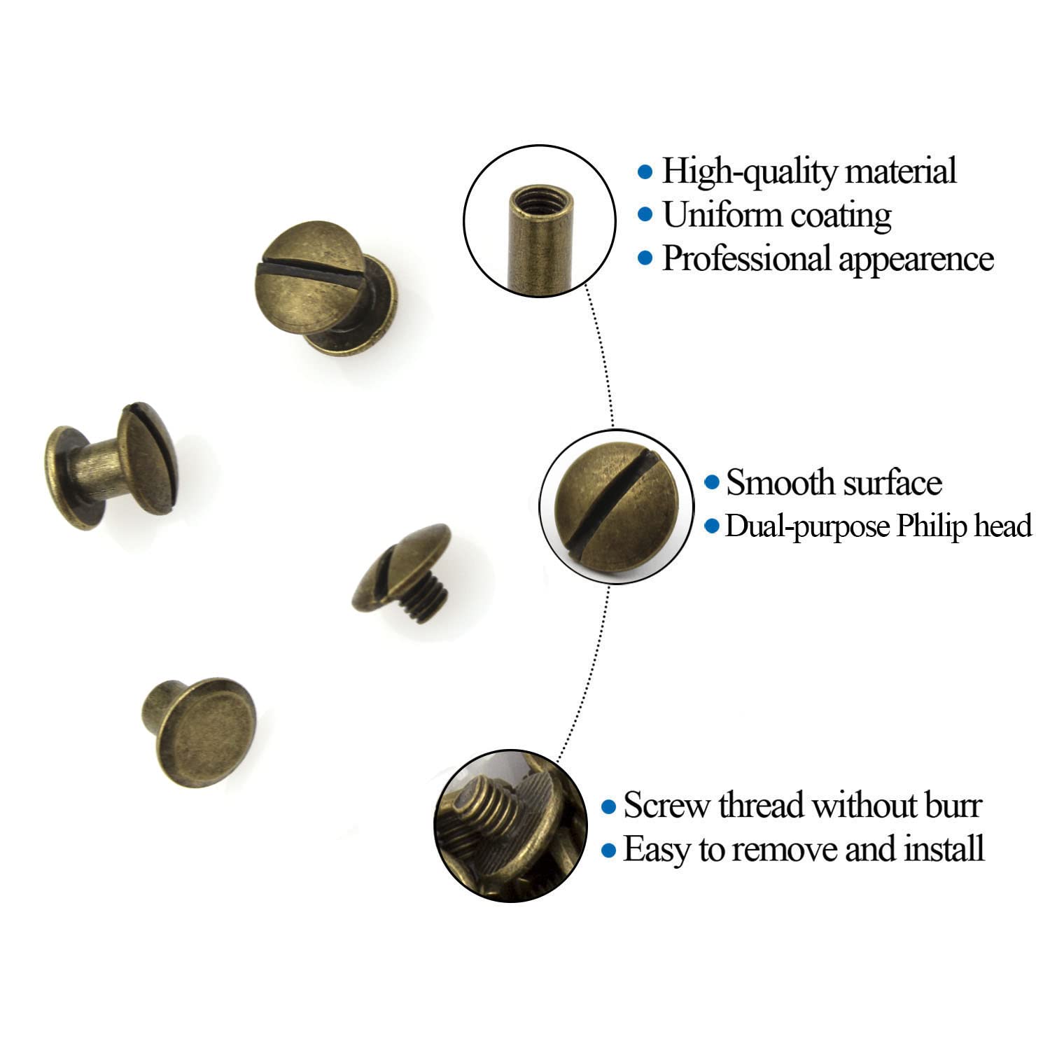 36 Bronze Chicago Binding Screws - DIY Leather Crafts -3 36 Bronze Chicago Binding Screws - DIY Leather Crafts -3