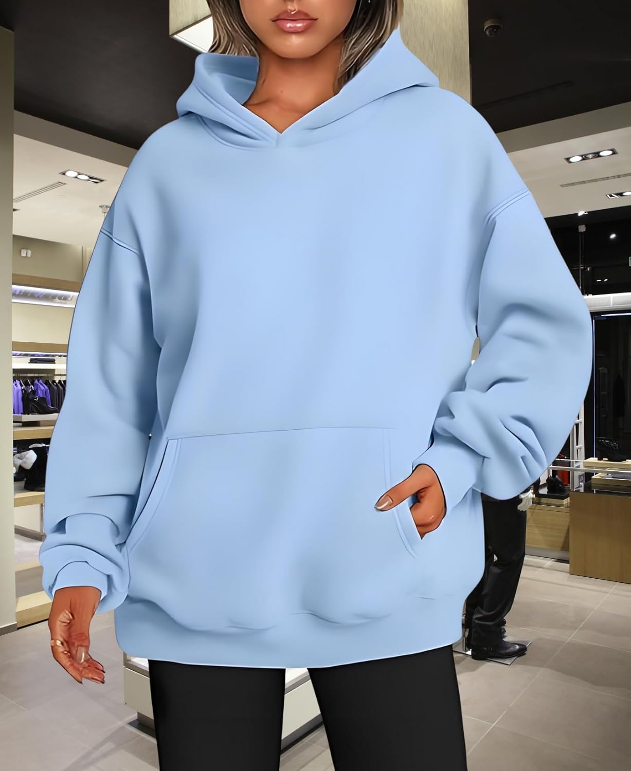 Women's Oversized Hoodie Fleece Sweatshirt Fall Winter Soft Pullover Casual Fashion Sweatshirt for Women - Image 3