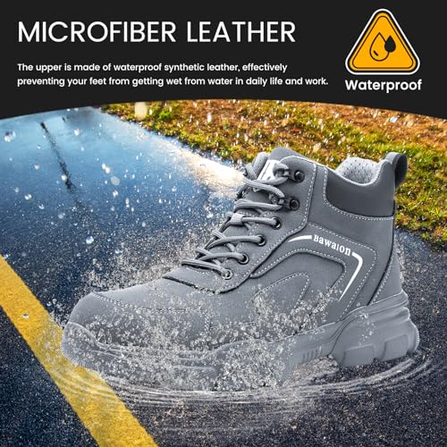 Image of Nasogetch Waterproof Work Boots for Men Women Steel Toe Boots Lightweight Indestructible Slip Resistant Construction Safety Boots