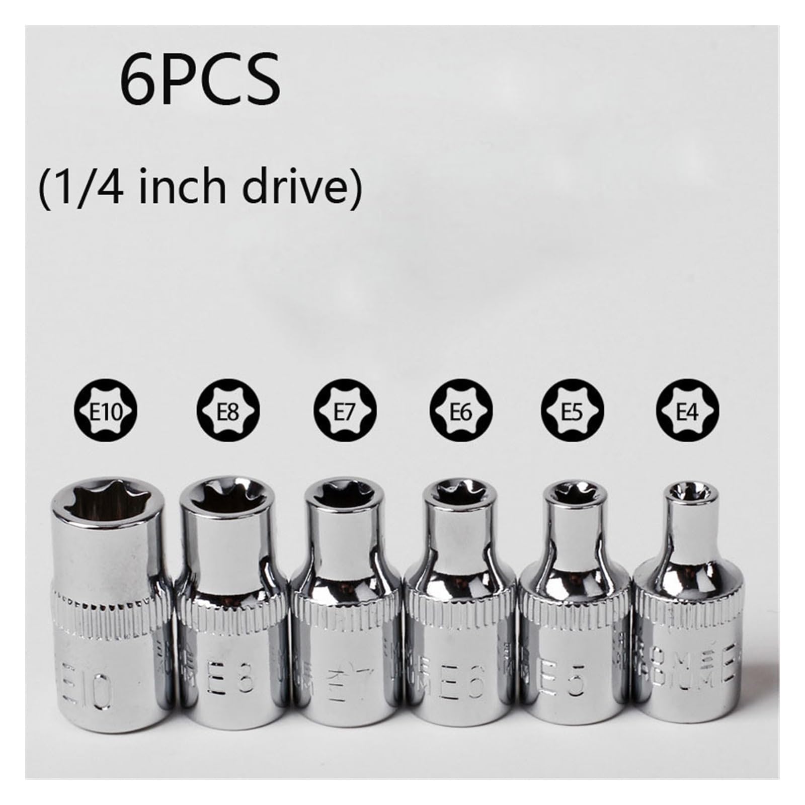 1/4 "napęd Torx gwiazda gniazdo Torx klucz grzechotkowy głowica nasadowa narzędzie do napraw samochodowych E4 E5 E6 E7 E8 E10 adapter żeński (Color : 14PCS)