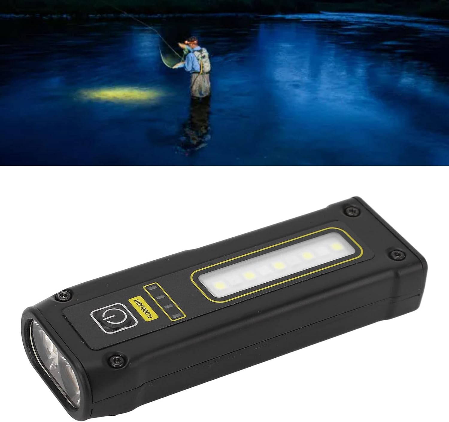 ANGGREK Rechargeable Handheld Flashlight, Magnet Suction Black Spot Light Type C Rechargeable Flashlight LED for Fishing