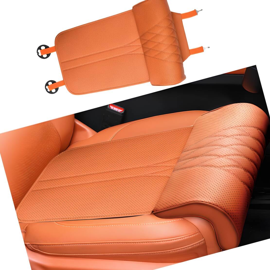 beler Funda Universal marrón Claro para cojín de Asiento de Coche, con Espuma viscoelástica y reposapiernas, para Mayor Comodidad en Viajes Largos en Cualquier época del año
