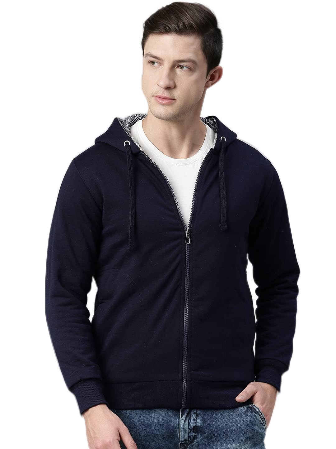 Winter Wear Jacket Inside Full Black & White Fur & Made by Rich Cotton Fabric with Hoodies for Mens-image-31