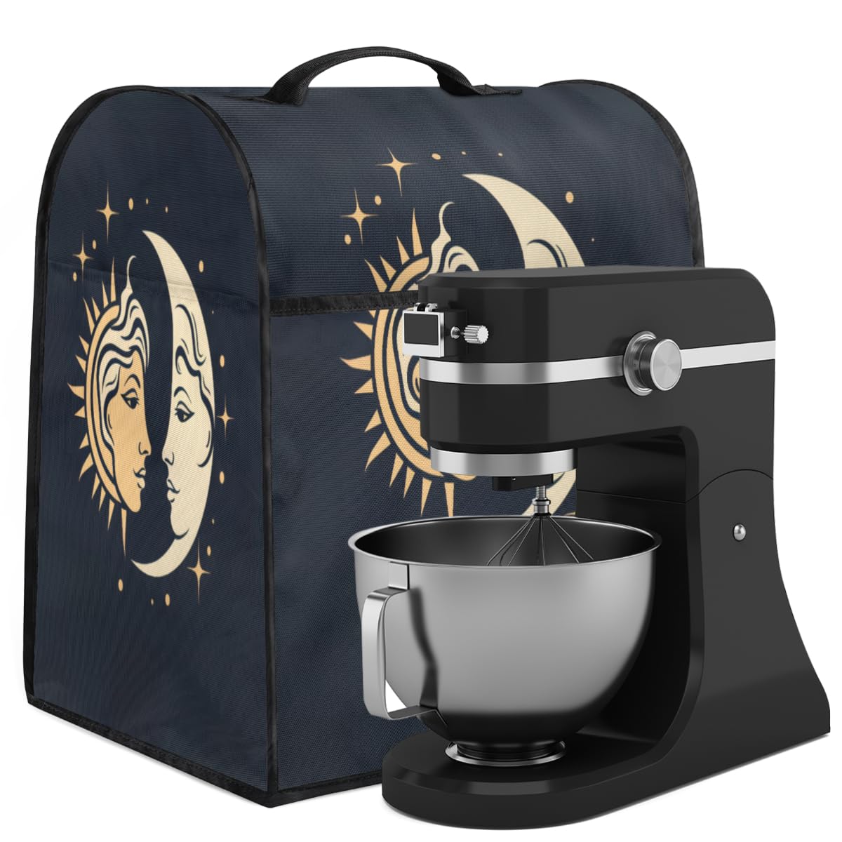 Coffee Maker Cover Sun Moon Bohemian Kitchen Appliance Covers Small Appliance Covers Blender Cover Juicer Cover Dust Covers for Kitchen Appliances with Top Handle and Pockets,Washable,B843