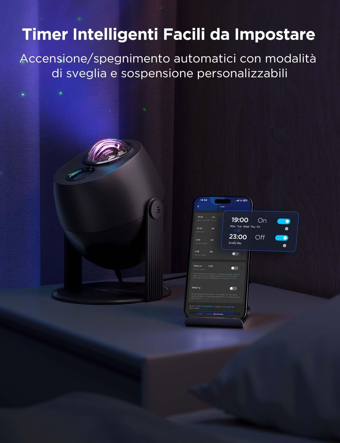 Govee Proiettore Stelle Soffitto LED, RGBW Proiettore Cielo Stellato con 52+ Scene, 18 Rumori Bianchi, Luce Galassia Soffitto Alexa Matter Compatibile, Timer Luce Notturna Bambini per Camera da Letto