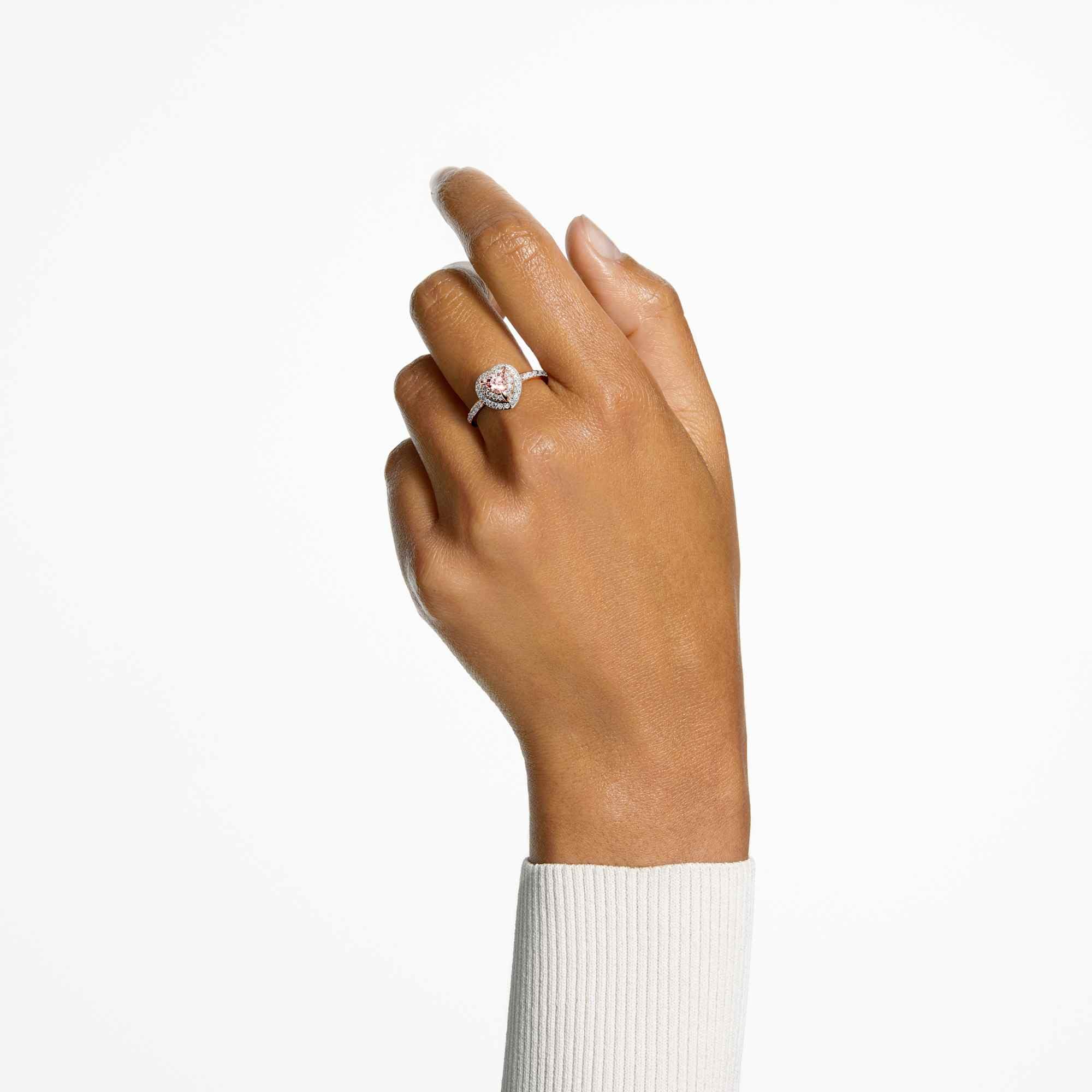 Swarovski One Collezione Anello con motivo, Taglio a cuore, Pavé, Cuore, Rosa, Finitura in metallo misto