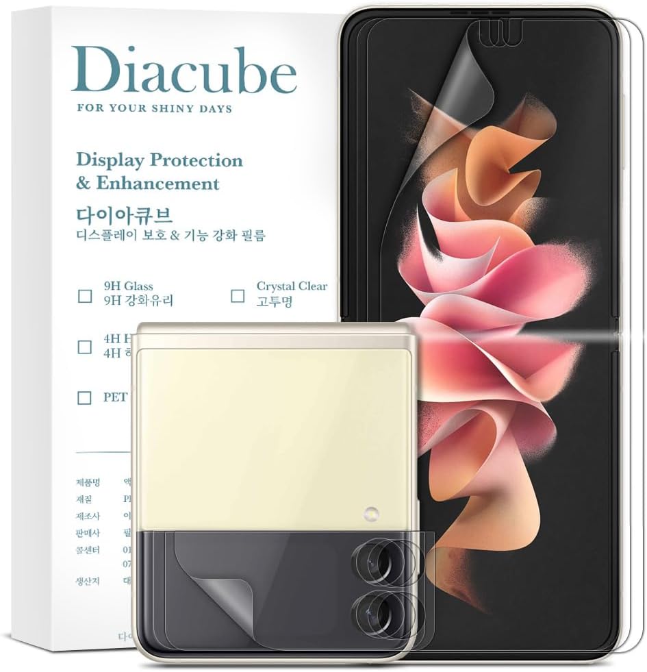 - [3+3 Pack] For Samsung Galaxy Z Flip 3 5g, EPU+TPU Anti-Glare Matte Screen Protector, Full Covered Inside + 3 Pack Outer Film, Anti-Fingerprint, Self-Healing, Easy Installation with Alignment Tool