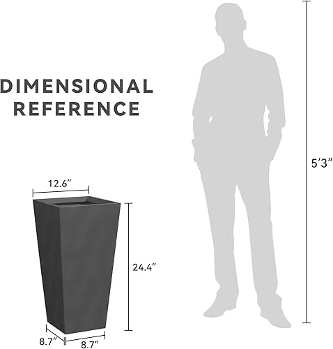 Miniatura 7 de Kante Juego de 2 macetas altas y cónicas de hormigón de 24.4 pulgadas de alto, maceta grande para interiores y exteriores, con orificio de drenaje y