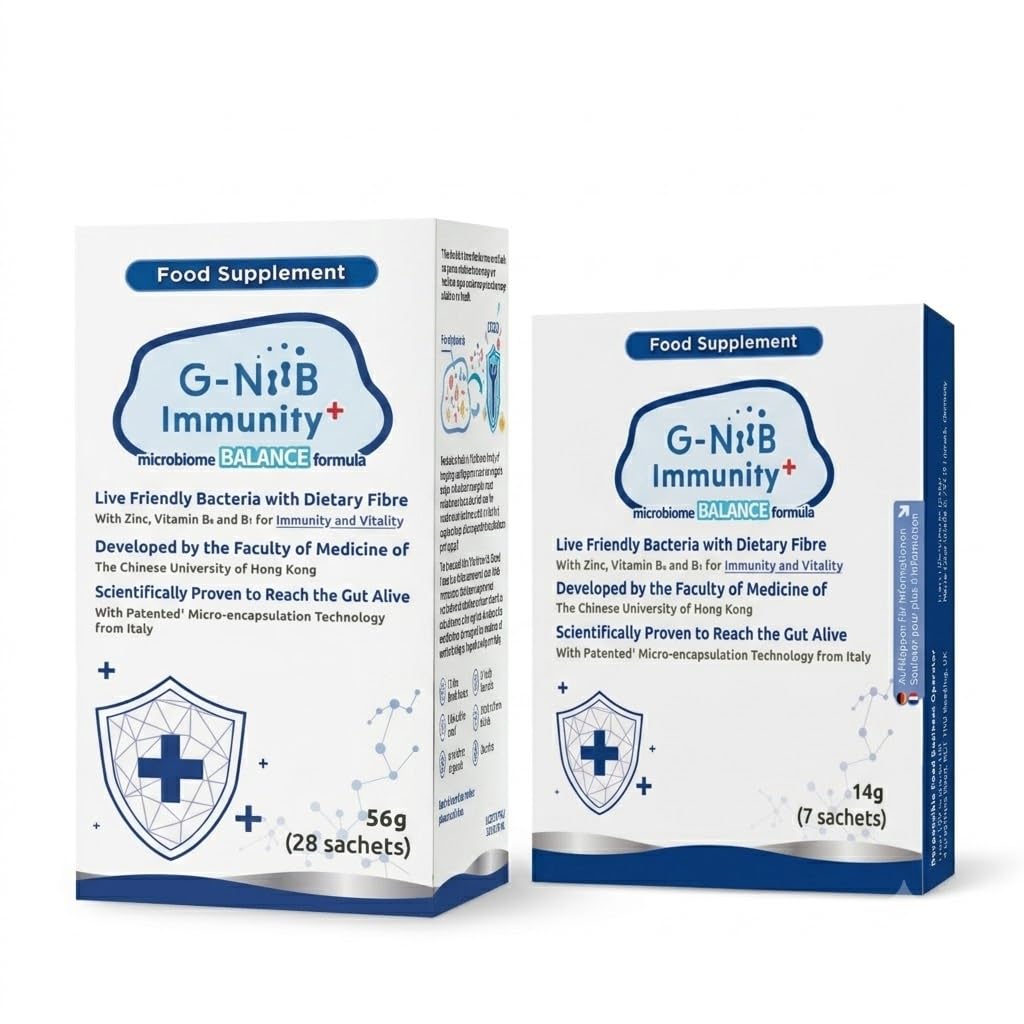 G-NiiB Immunity+ (SIM01) – Probiotiques avec Prébiotiques, Zinc et Vitamines B – Développé par une Faculté de Médecine – Souches Probiotiques Cliniquement Étudiées – 28 + 7 jours