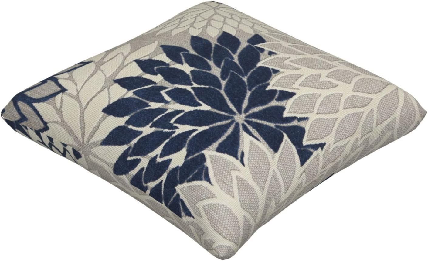 Navy Blue Pillow Covers 18x18 Inch Set of 2 Rustic Navy Blue White Dahlia Floral Decorative Throw Pillows Farmhouse Geometric Flower Decor Cushion Cover for Home Sofa Bedroom Outdoor - Image 2