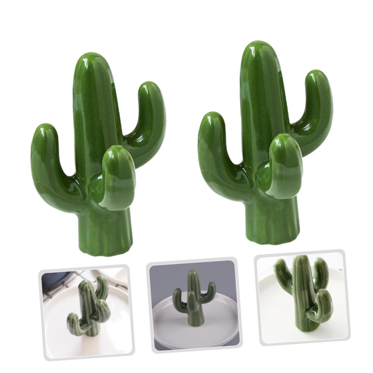 TOPBATHY 2piezas Plato Joyería Cerámica Cactus Almacenamiento Joyas Organizador Anillos