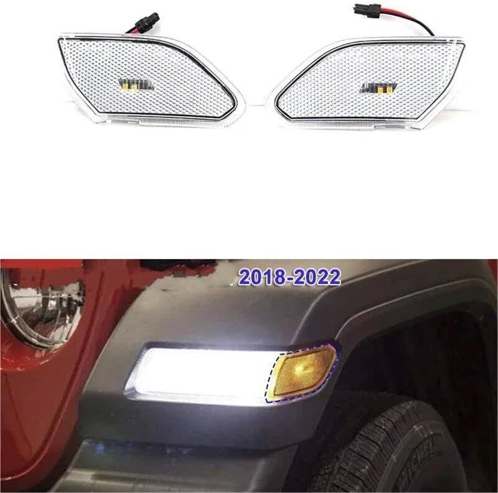 Seitenblinker Vorne Für Fender Side Marker Licht Für Jeep Für Wrangler JL 2018-2022 Seite lichter(Clear)