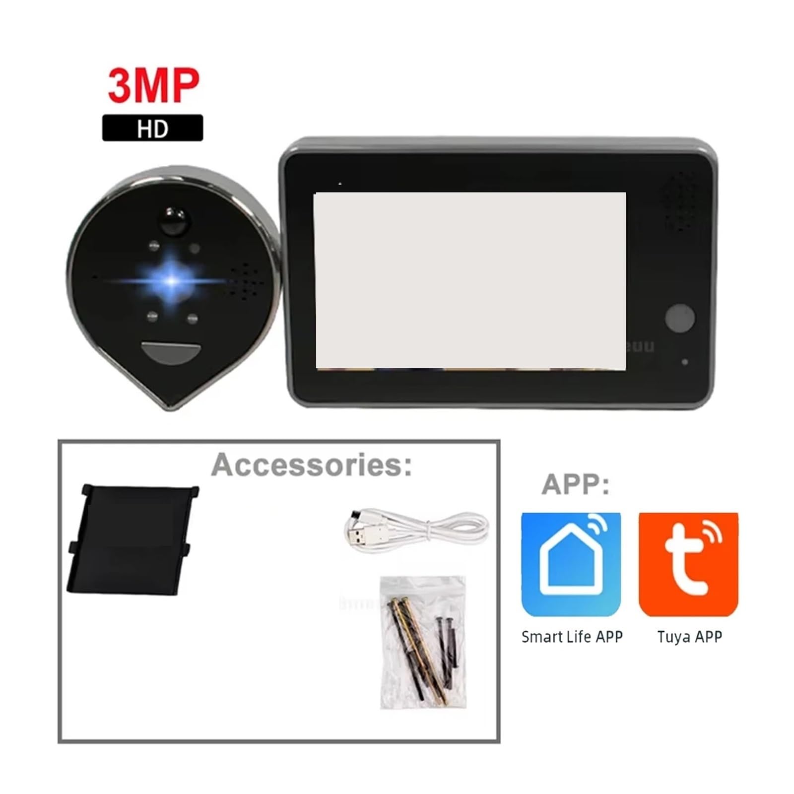 Timbre de Puerta Inteligente de Alta definición de 3 MP con Apertura de Puerta, monitoreo de Seguridad for el hogar Taya, WiFi, 3 Millones de píxeles Ultra claros Notificaciones en Tiempo Real(Beige)