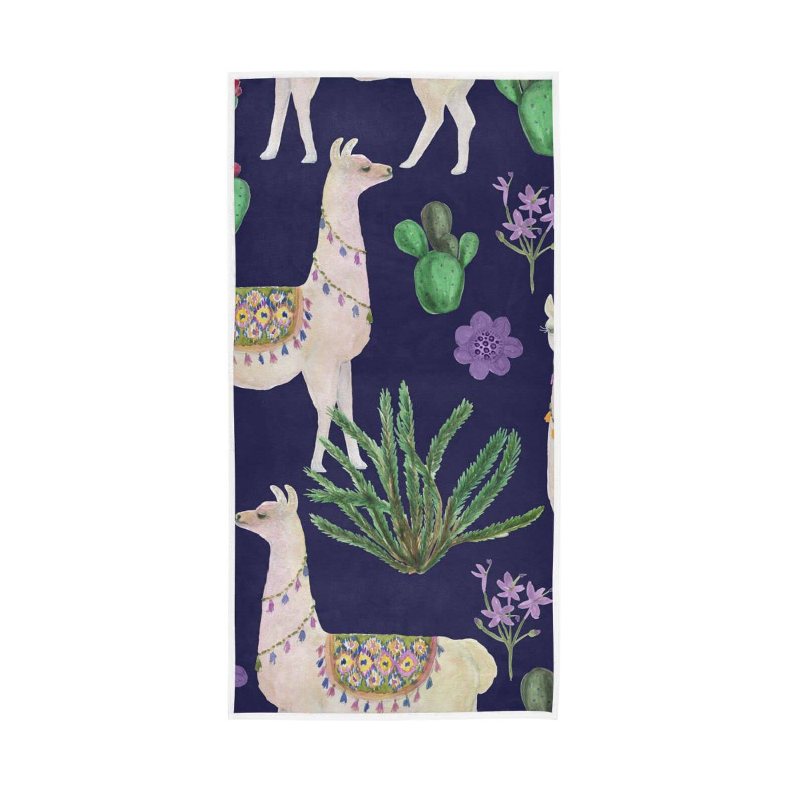 HUYGD Hand Towels Vintage Animal Alpaca Decor Fingertip Soft Face Towel Absorbent Bathroom Kitchen Towels
