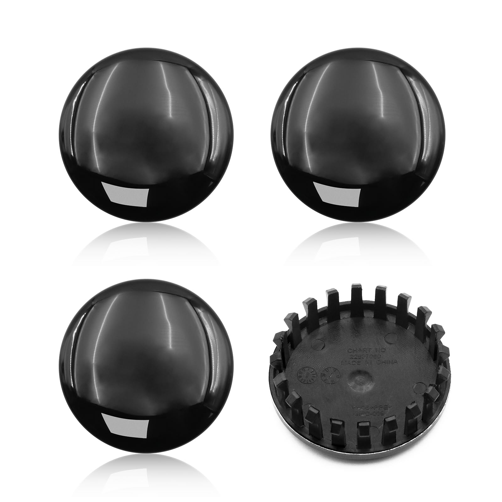 Forten Kingdom 4PCS Set Custom Glossy Black 3.25" 83mm Hubcaps for Tahoe Suburban Silverado 1500 Sierra Yukon Denali 2014-2020 Car Hub Wheel Center Caps Cover 22837060