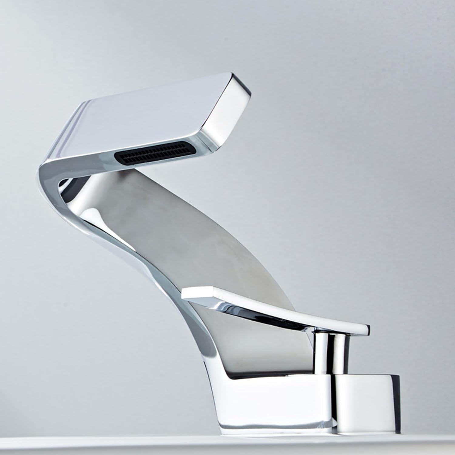 Zbbdfazd Chrome Bathroom Sink Mixer Tap, Brass Waterfall Basin Faucet, Single Lever Design