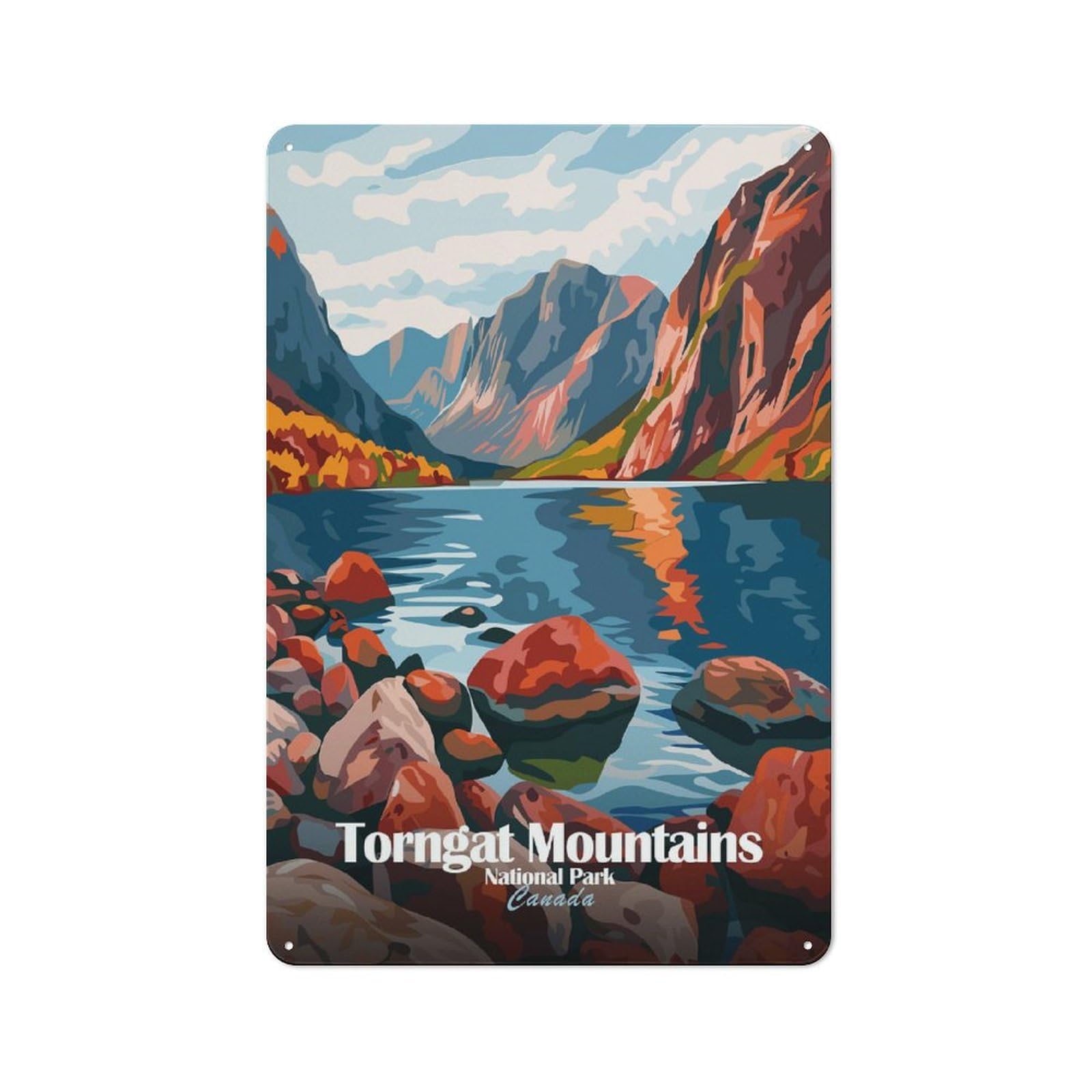 Junmoney Style-15 Vintage Metal Plaque 30X20cm Featuring Torngat Mountains National Park Canada For Hallway Wall, For Wall Display Collectors