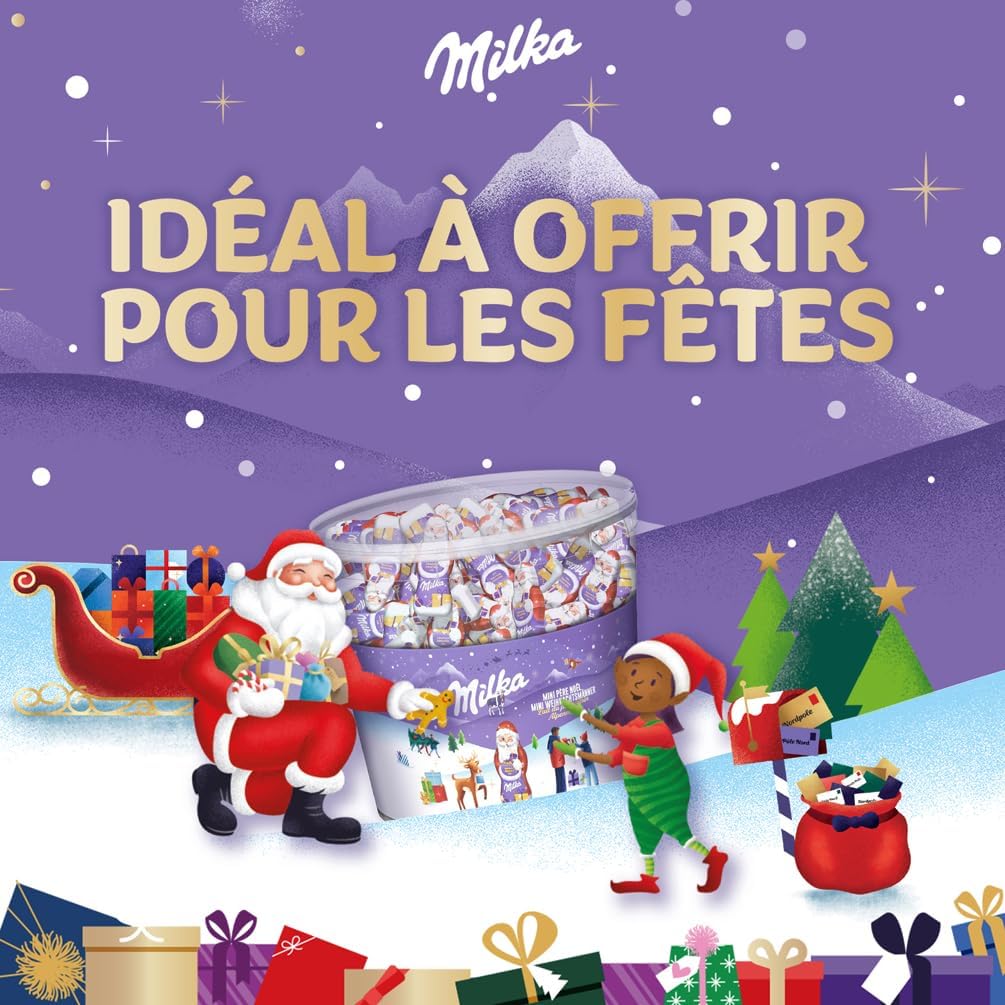 MILKA Mini Père Noël Chocolat au Lait | Idéal Cadeau Noël Enfant | Pot de 175g (1,54kg) - Image détaillée