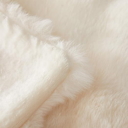 Miniatura 7 de Manta de felpa de lujo, súper suave y acogedora manta de piel sintética de 1200GSM, manta ligera y cálida para cama, sofá (63.0 x 78.7 in, blanco)