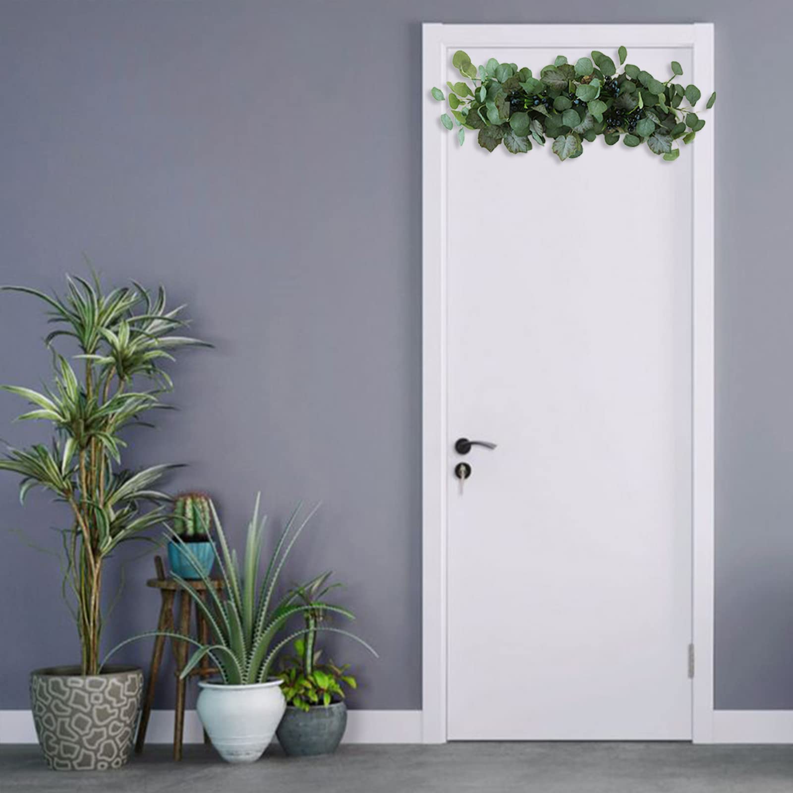 Swag di Verde Artificiale Grandi Foglie di Eucalipto Artificiali Miste Swag Verde di Eucalipto con Bacche per la Decorazione della Porta della Parete di Nozze di Casa(#1)