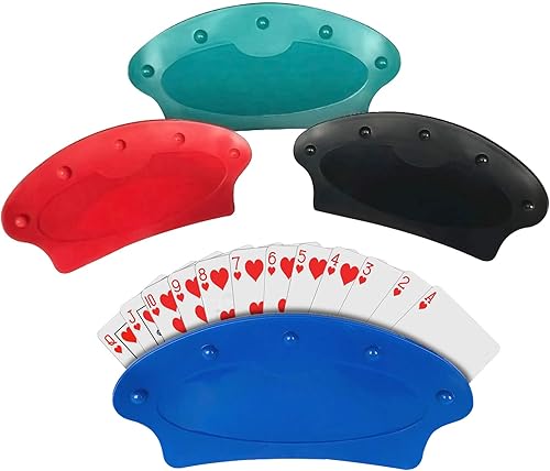 Miniatura 3 de Paquete de 4 soportes para cartas y bandejas de cartas de juego para cartas de estrategia Canasta para niños mayores, soportes de cartas manos