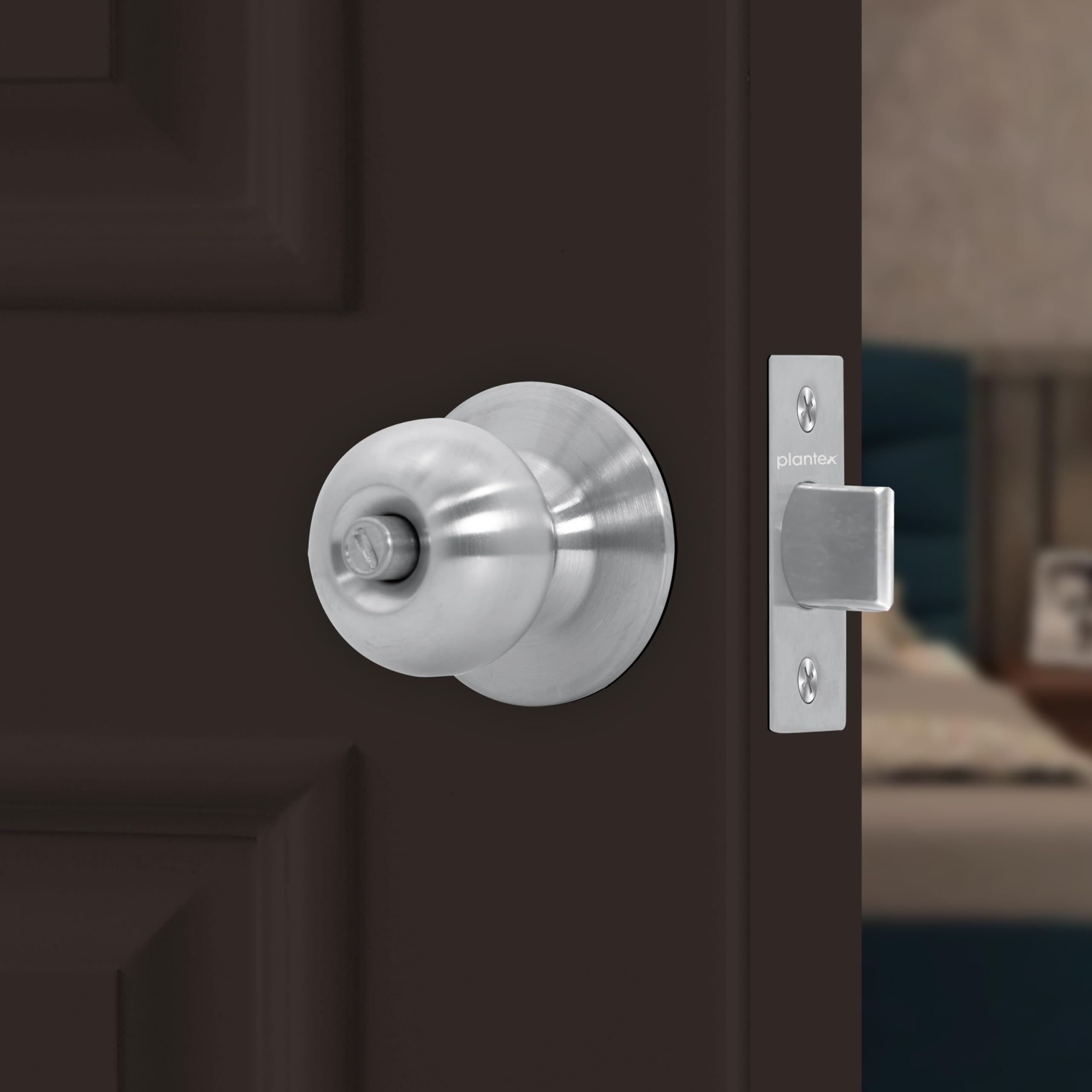 Plantex Bathroom Door Lock - Keyless Cylindrical Lock for Bathroom/Balcony/Tubular Door Knob/Handle (Without Key-Matt) — Amazon image 7