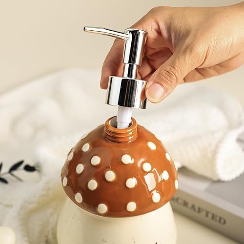 Miniatura 6 de Colias Wing Dispensador de jabón de hongos retro con bomba de plástico, botella de jabón de loción recargable, botella de loción, dispensador de