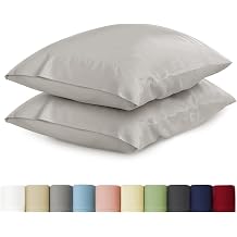 URBANHUT King Size Pillowcases Set - 100% Cotton Set of 2 400 Thread Count Pillow Cases, Sateen Weave Soft & Breathable Pillow Covers - Hotel Quality, Cooling Pillowcase for Sleeping - Silver Grey