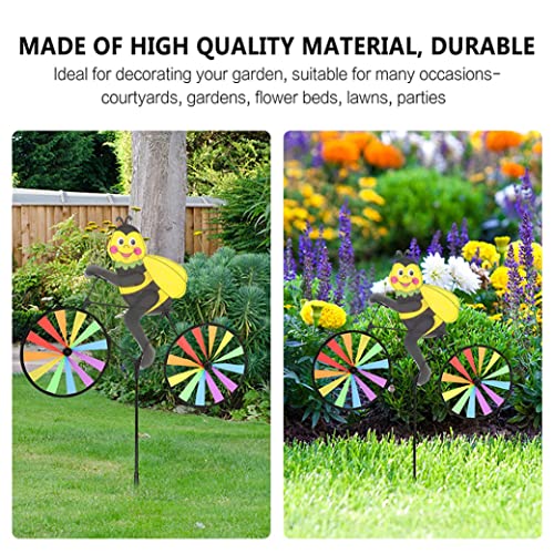 Kuyyfds Wind Sculptures, Garden Windmill Bee Animal On Bike Windmill Cute 3D Bee Wind Spinners Stakes Ornaments Kids Outdoor Toys #TOP2
