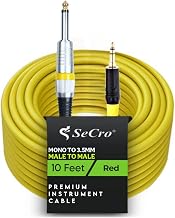 SeCro Instrument Cable - 6.35 1/4" Male to 3.5 1/8" Male TRS Stereo Audio Cable for Guitar,iPod, Laptop, Home Theater Devices,Smartphones,and Amplifiers (YELLOW, 10Feet(3Meter))
