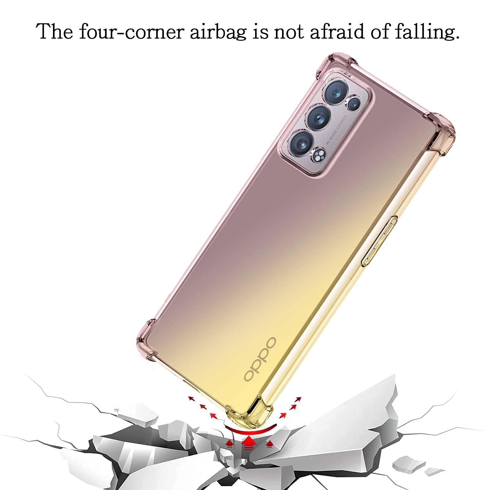 ILING Custodia Per Oppo Reno 6 Pro 5G - Effetto Sfumato Nero+Oro, Ultrasottile E Antiurto Con Foro Cordino