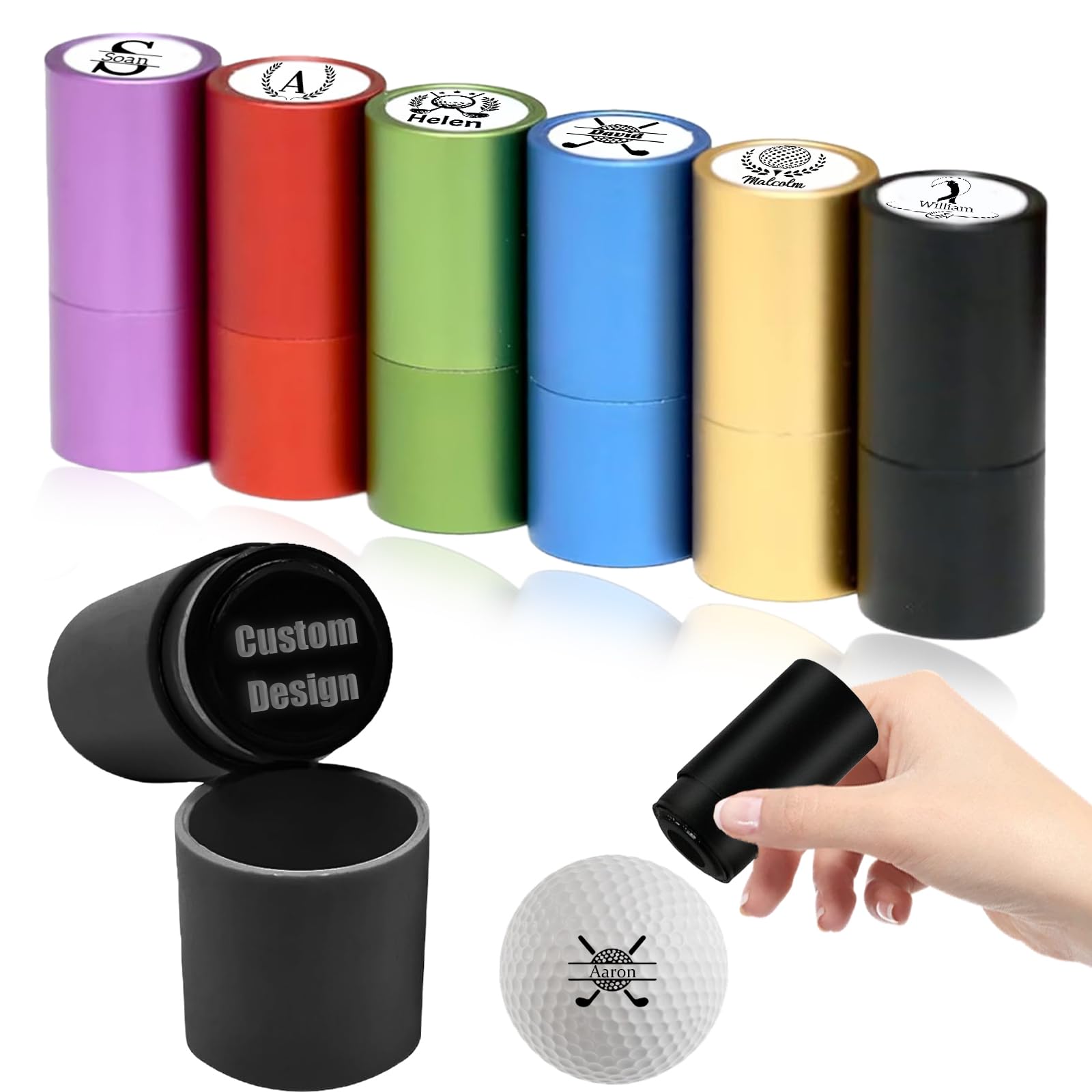 HJX Custom Golf Ball Stamp Personalized Self-Ink Golf Ball Stamper Customized Reusable Golf Ball Mark Gift for Golfers Dad Boyfriend Husband