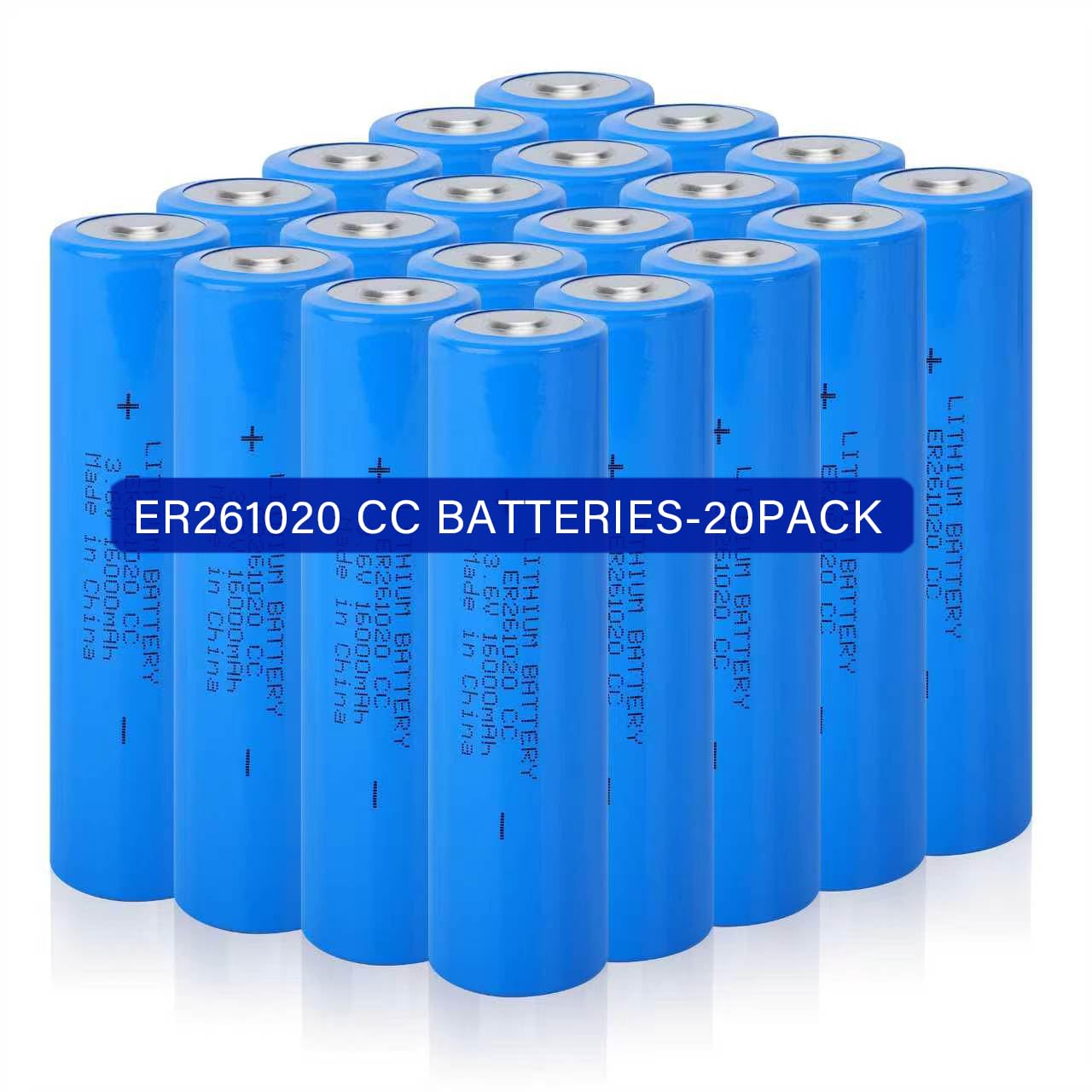 ER261020 3,6 V 16000 mAh Primär-Lithiumbatterie, 20 Stück, doppelte C-Größe, Lithium-Thionylchlorid-Batterie, nicht wiederaufladbar für Smart-Messgeräte, GPS-Tracker, Industriesensoren