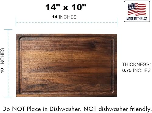 Miniatura 2 de Tabla de cortar de madera de nogal para cocina, encimera grande de madera de nogal con bloque de carnicero, reversible con ranura para jugos, 14 x