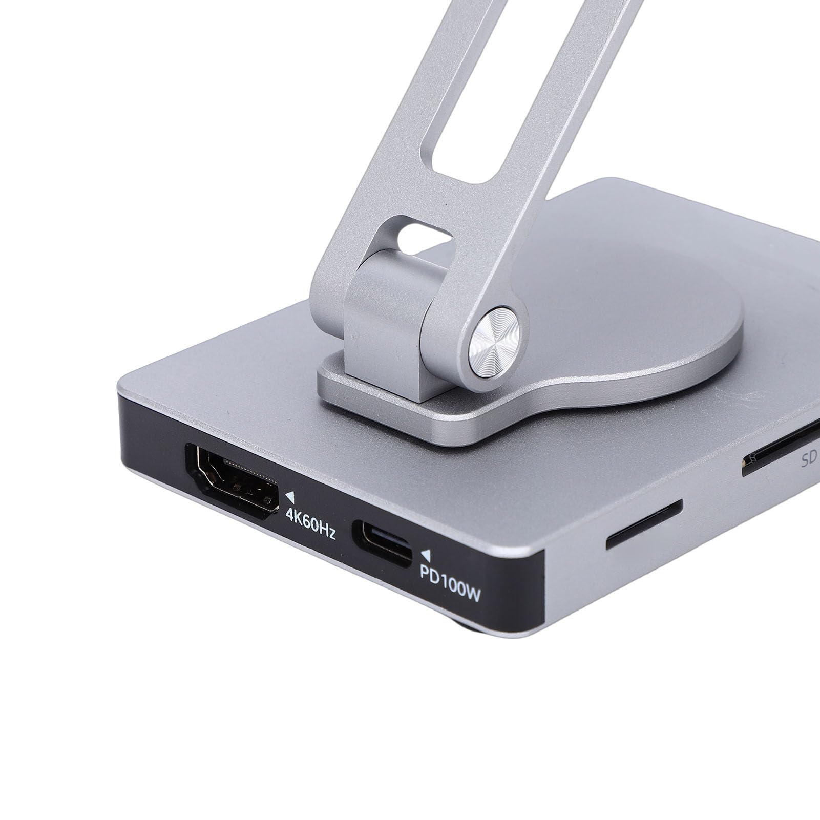 Tosuny Supporto per Tablet con Hub USB C 8 in 1, Supporto per Tablet in Alluminio con Docking Station, Base Girevole a 360°, HDMI 4K, Ricarica PD da 100 W, USB 3.0, RJ45, Audio da 3,5