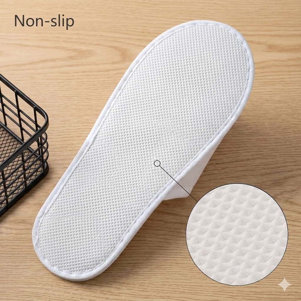 32 Pairs Disposable Spa Slippers for Wedding Guests - White Bulk Hotel Guest Slippers for Women & Men - Non-Slip House Footwear for Travel & Spa