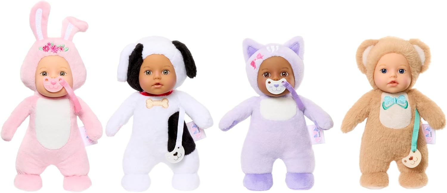 Baby Born Cozy Cuties Soft Baby Doll- Bear & Puppy 2-Pack, Plush Baby Doll for Newborn Babies Ages 0 & Up