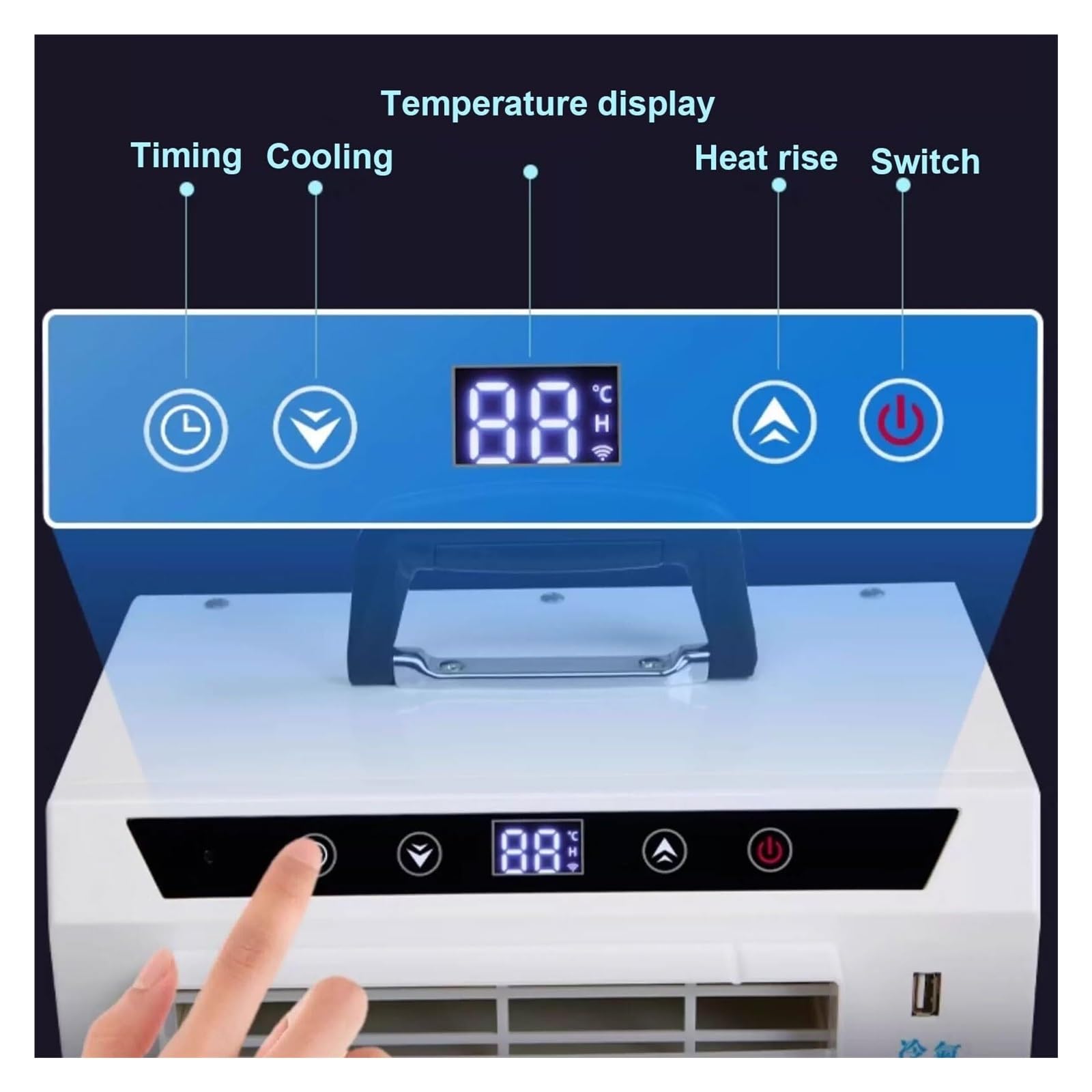 Klimatyzator Split System Chłodziarka Pokojowa 3000 Btu Z Panelem Dotykowym, Pilotem, Zegarem 24-Godzinnym, Górnym Uchwytem Do Domowego Biura I Na Kemping, Nie Wymaga Montażu