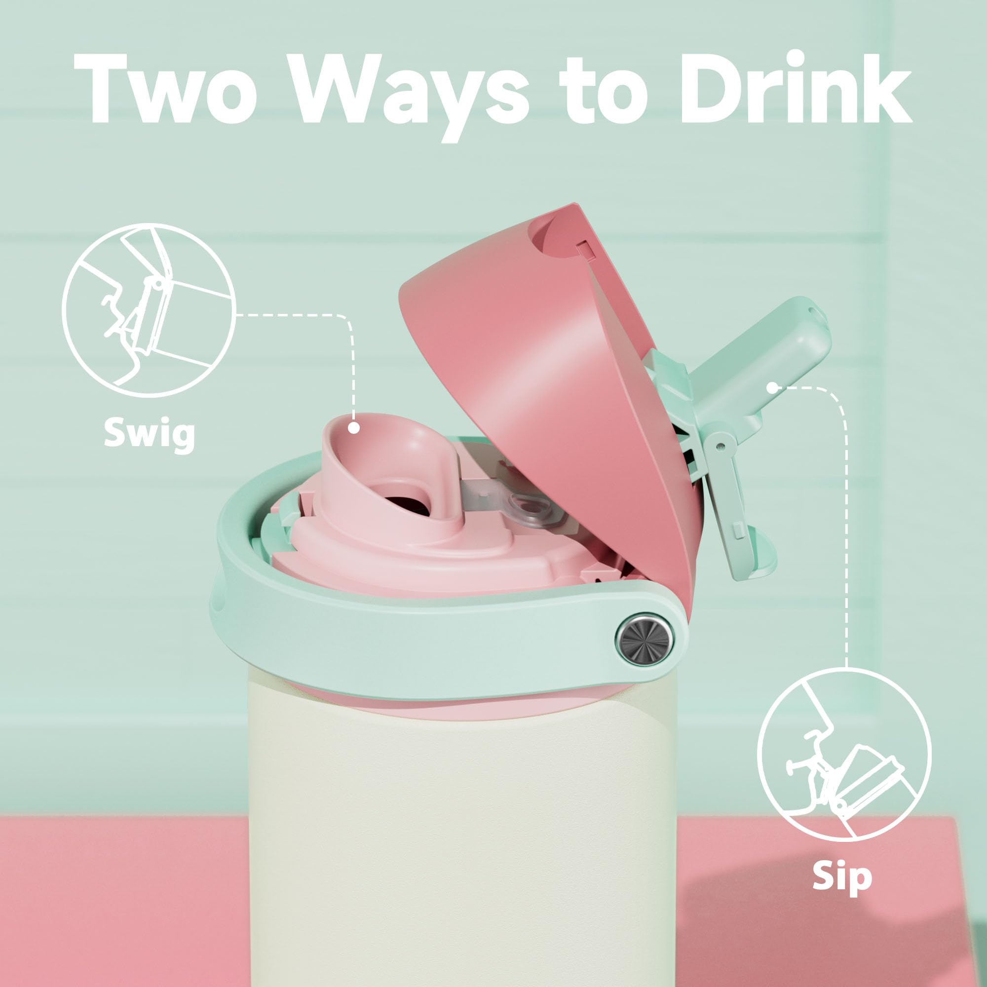 710ml Insulated Water Bottle for Travel: Meoky Stainless Steel Metal Water Bottle with 2-in-1 Lid, Leak Proof - Image 4