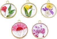 ARTISAMILY 10pcs Resin Dried Daisy Flower Pendants - Rhombus Shape 5 Colors Real Flower Charms for Necklace Earrings Bracelet DIY Jewelry Crafts