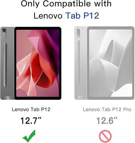 Miniatura 2 de JETech Funda para Lenovo Tab P12 de 12.7 pulgadas con soporte para lápiz capacitivo, parte trasera de policarbonato duro transparente transparente,