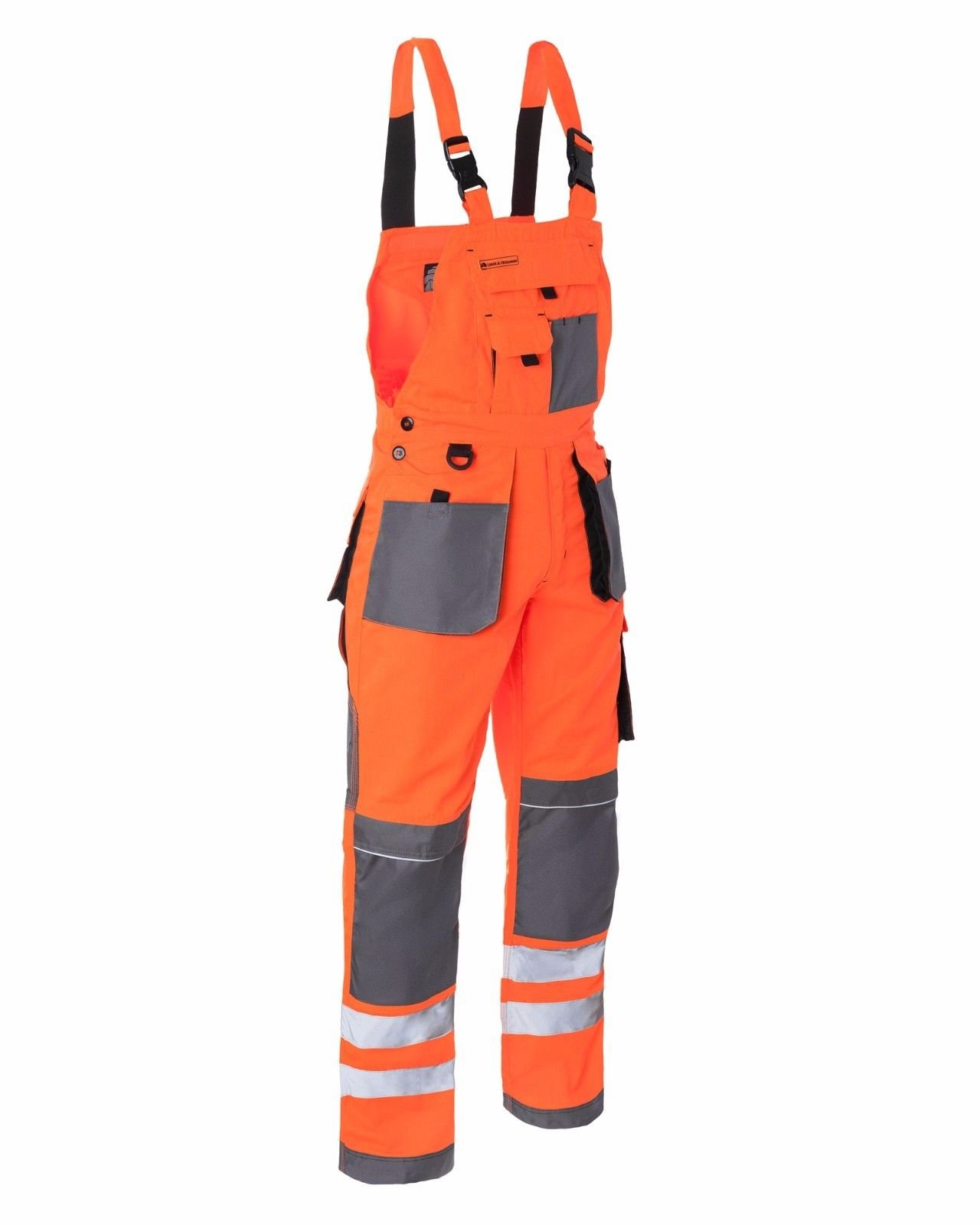 Leber&Hollman Arbeitslatzhose Arbeitshose Sicherheitshose Warnhose Latzhose Warnbekleidung 2 Farben (LH-FMNX-B) (54, orange)