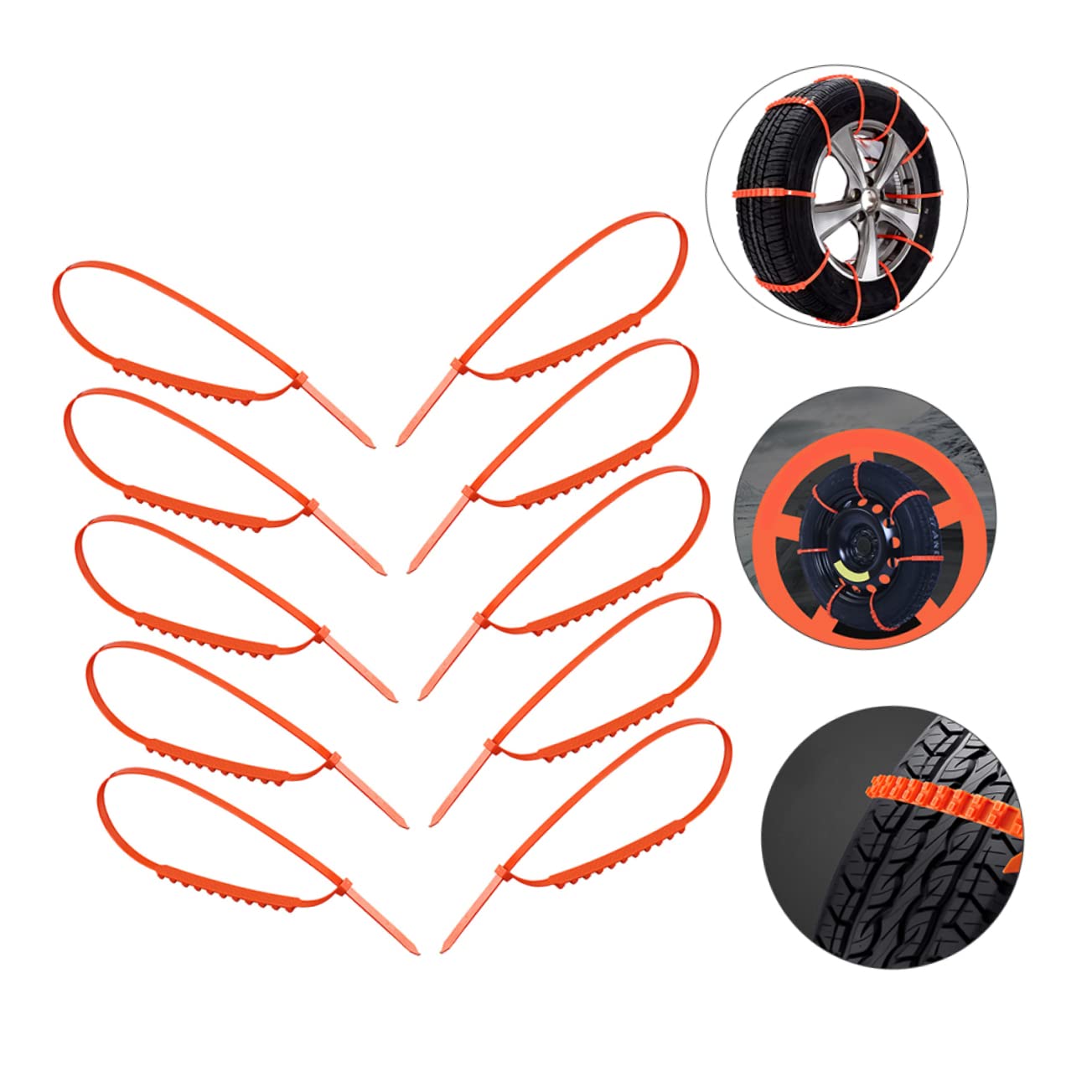 Ciieeo 10pcs Slip Tire Chains for Snow Mud Durable Nylon Wheel Cables for Motorcycles Electric Scooters Bikes Increased Traction for Safe Escaping Bad Weather