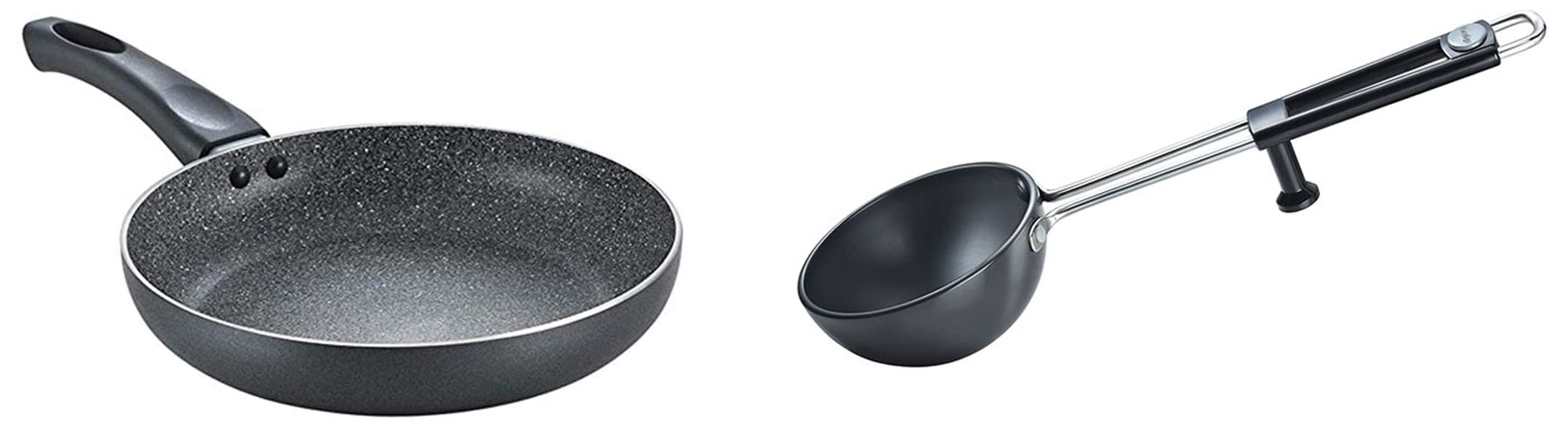 Prestige Omega Deluxe Aluminium Granite Fry Pan, 200mm (Omelette Pan), Black + Prestige Hard Anodised Cookware Tadka Pan, 130mm, Black (B09H5M3CZV) Amazon Price History, Amazon Price Tracker