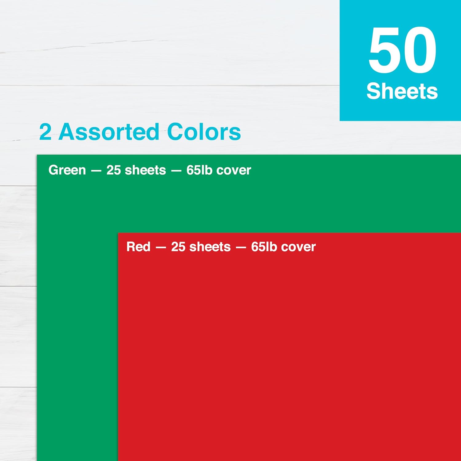 Crafted by PrintWorks Christmas Cardstock 8.5" x 11" - 50 Sheets - Red and Green Cardstock Paper - Ideal for School & Craft Projects - 65 lb/176 gsm - Made in the USA (00665)