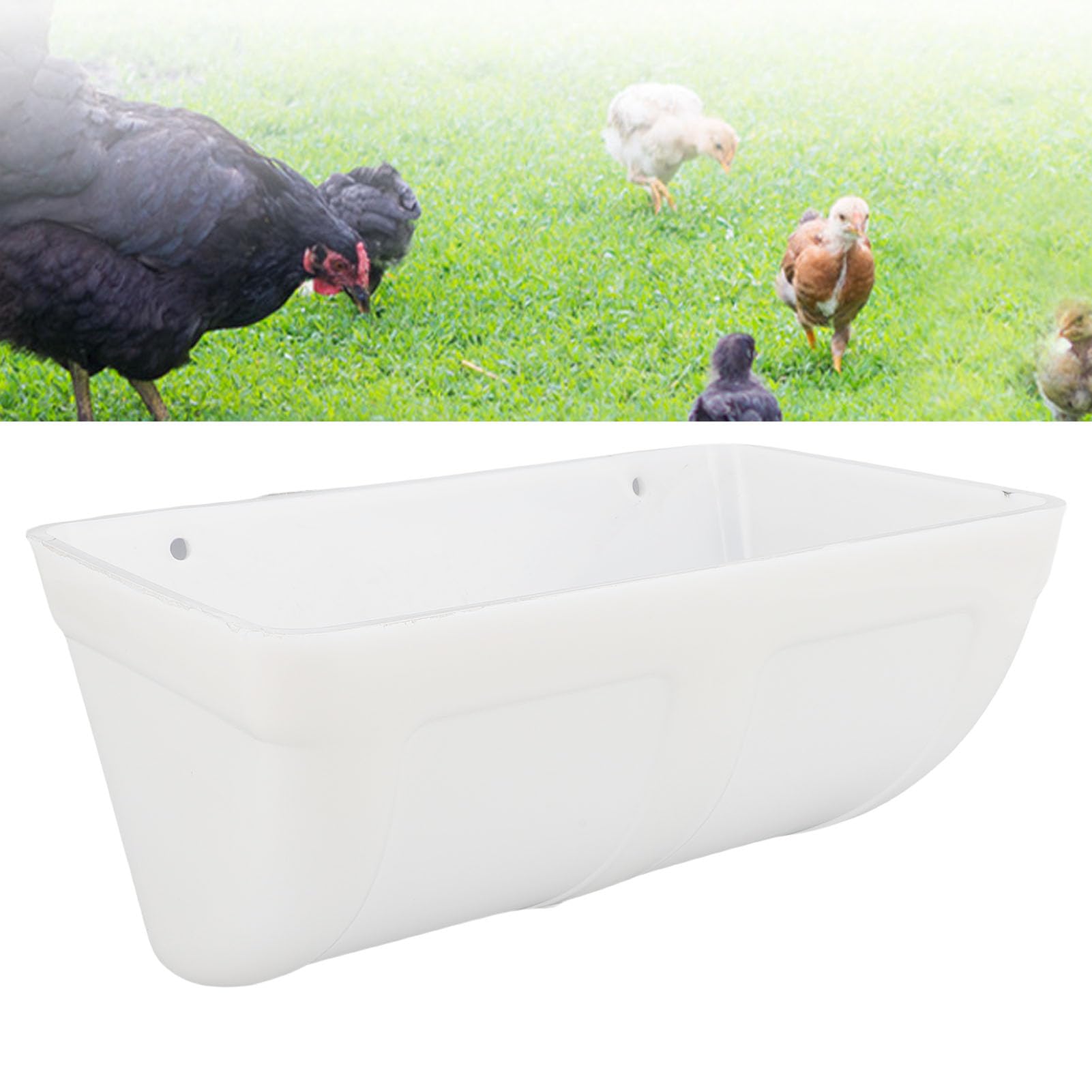 KIMISS Hängender Geflügel-Futtertrog für Hühner, Langlebiges Kunststoffdesign für den Einsatz auf Dem Bauernhof – Platzsparende Lösung mit Großem Fassungsvermögen (White)