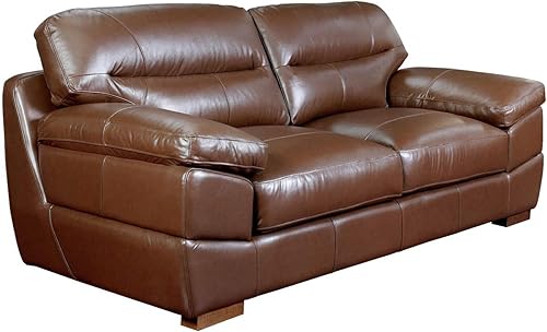 Sunset Trading Jayson 89 pulgadas de ancho superior cuero castaño marrón sofás de cuero de grano oscuro, asiento profundo