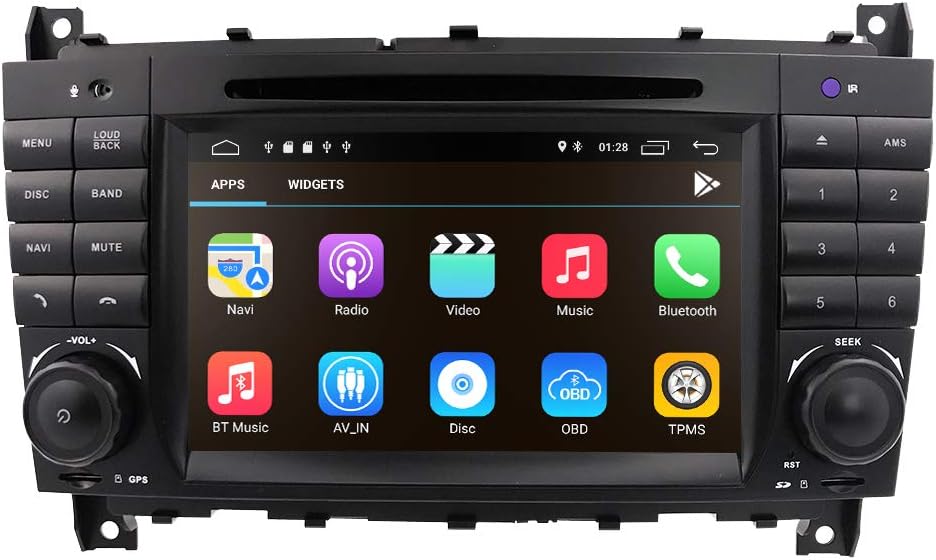 hizpo Android 10 Car Radio with Bluetooth Wifi GPS Navigation System 7 Inch Touch Screen Car DVD Player Mirrorlink RDS SWC for Mercedes Benz CLK Class W209 C-Class W203 CLC Class W203