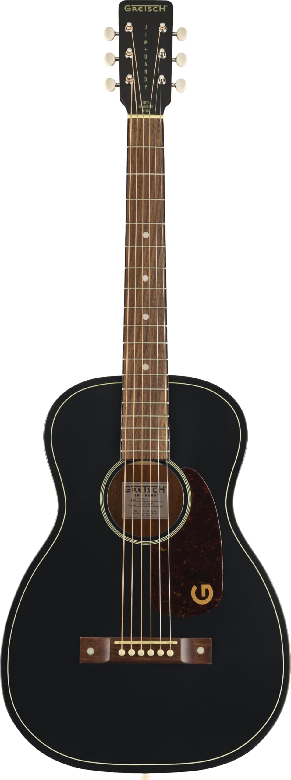 Gretsch Jim Dandy Deltoluxe Parlor Acoustic Guitar, Walnut Fingerboard, Tort Pickguard, Black